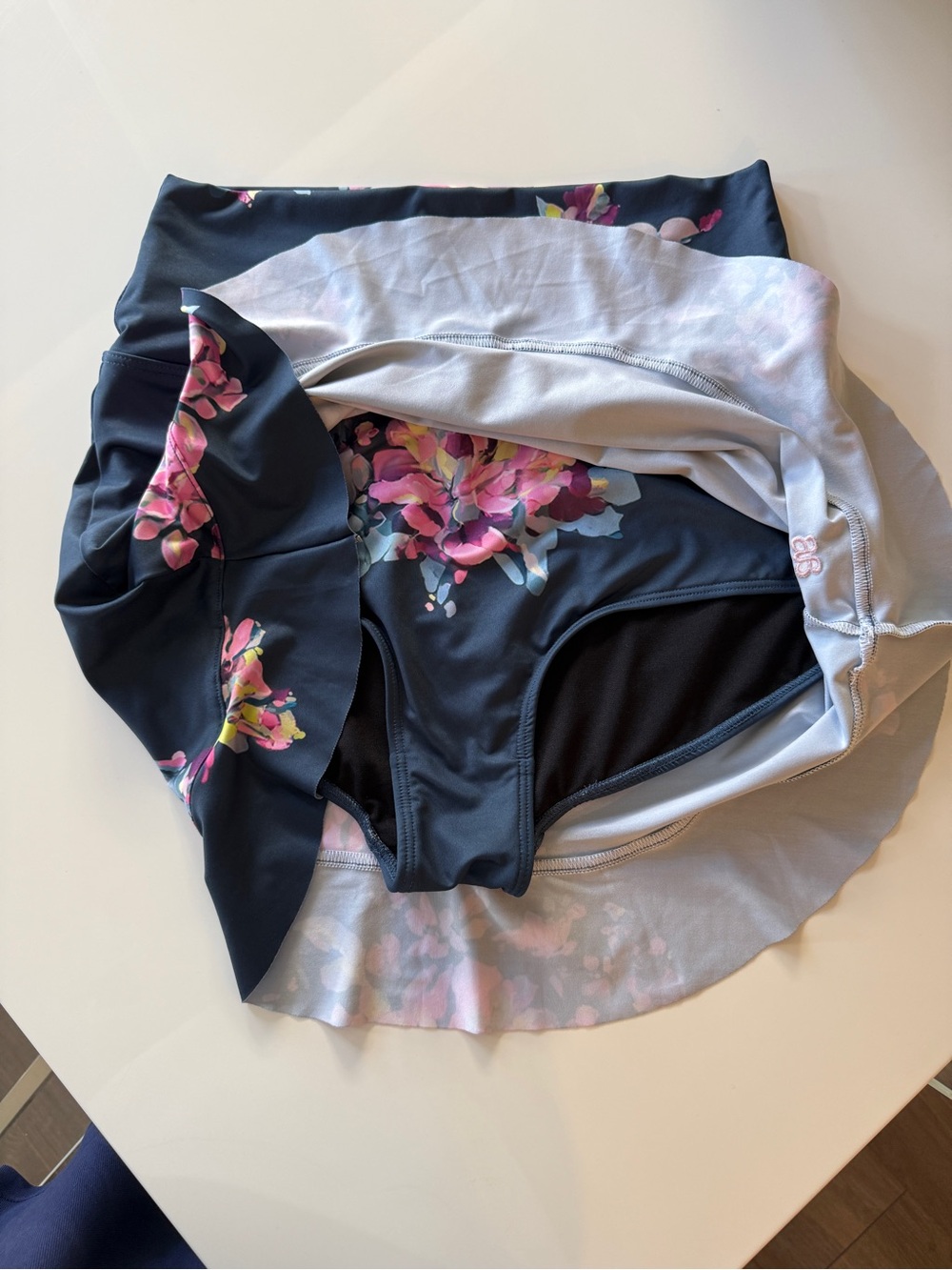 Albion Dahlia Navy Floral Ruffle Swim Skirt - Picture 6 of 6